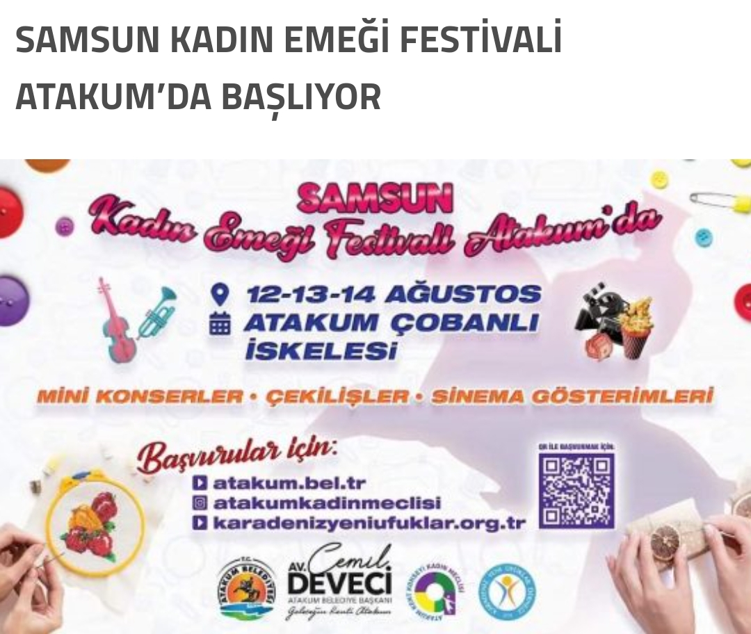 Kadın Emeği Festivali  Atakum’da başlıyor